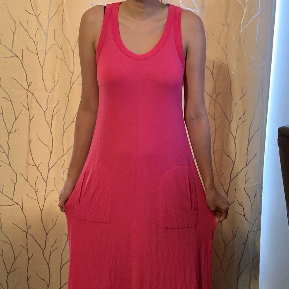 MY TRIBE Hot Pink Karen Sleeveless Hi Low Dress